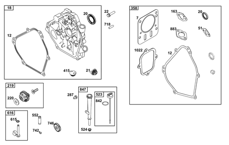 Crankcase Cover/Sump And Lubrication Group Diagram and Parts List for 12T102-0061-F8  Briggs and Stratton Engine